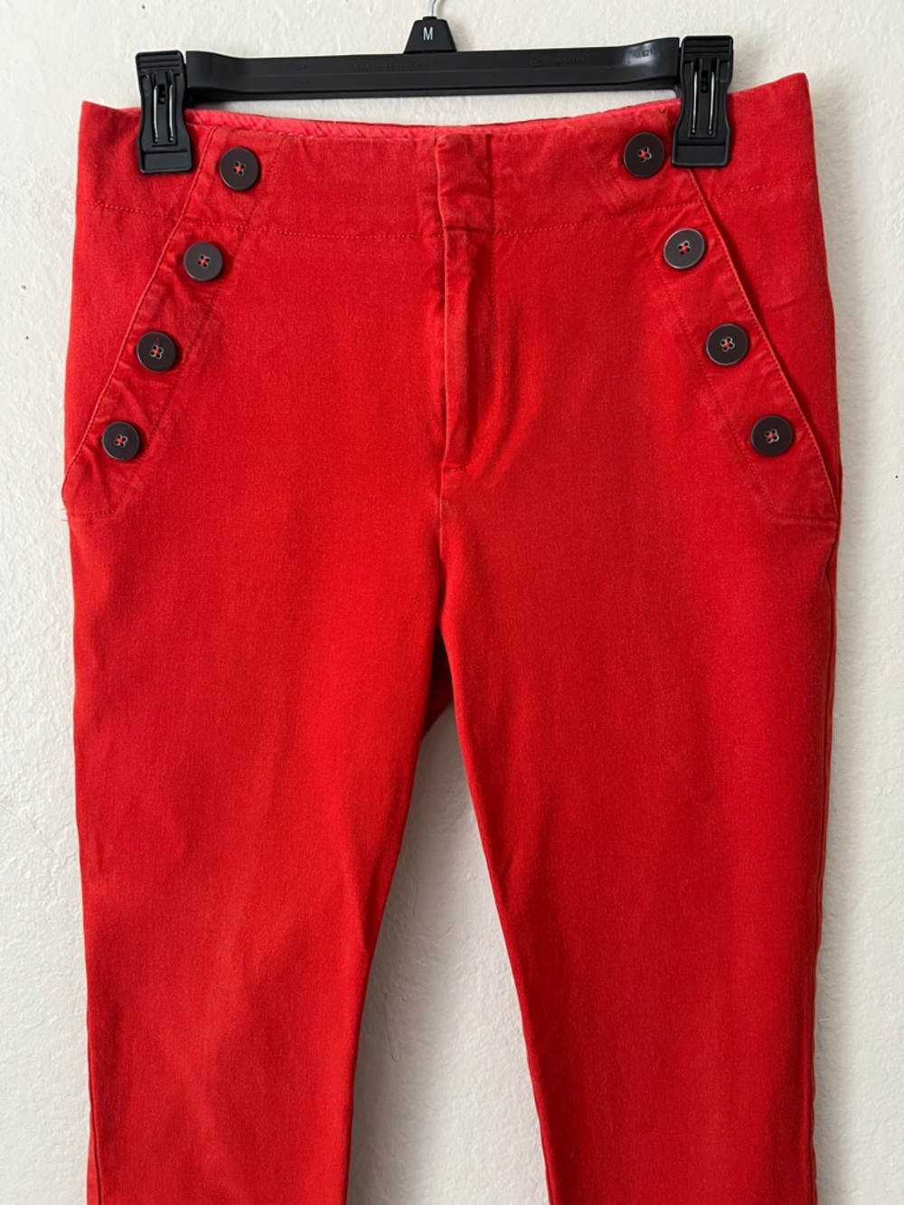 Like New! Anthropologie The Essential Slim Orange Red Button Skinny Cropped 6 - Picture 4 of 13